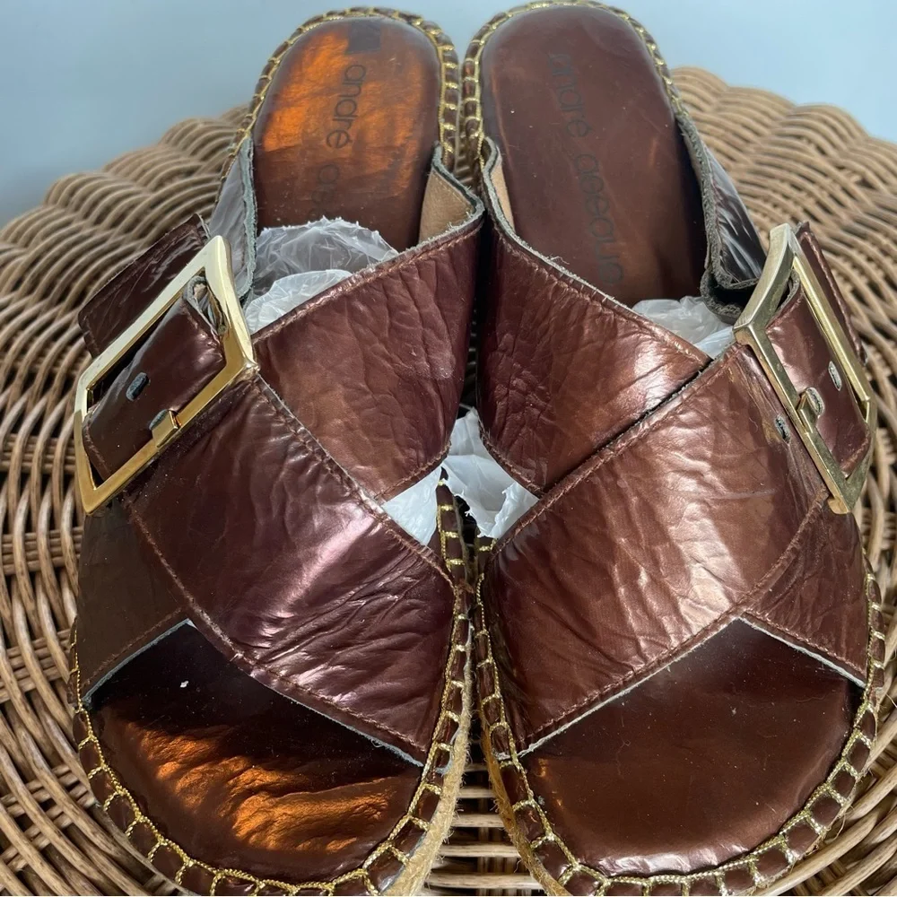 Andre Assous crossed straps Espadrilles wedges sandals size eu 38 usa 7.5